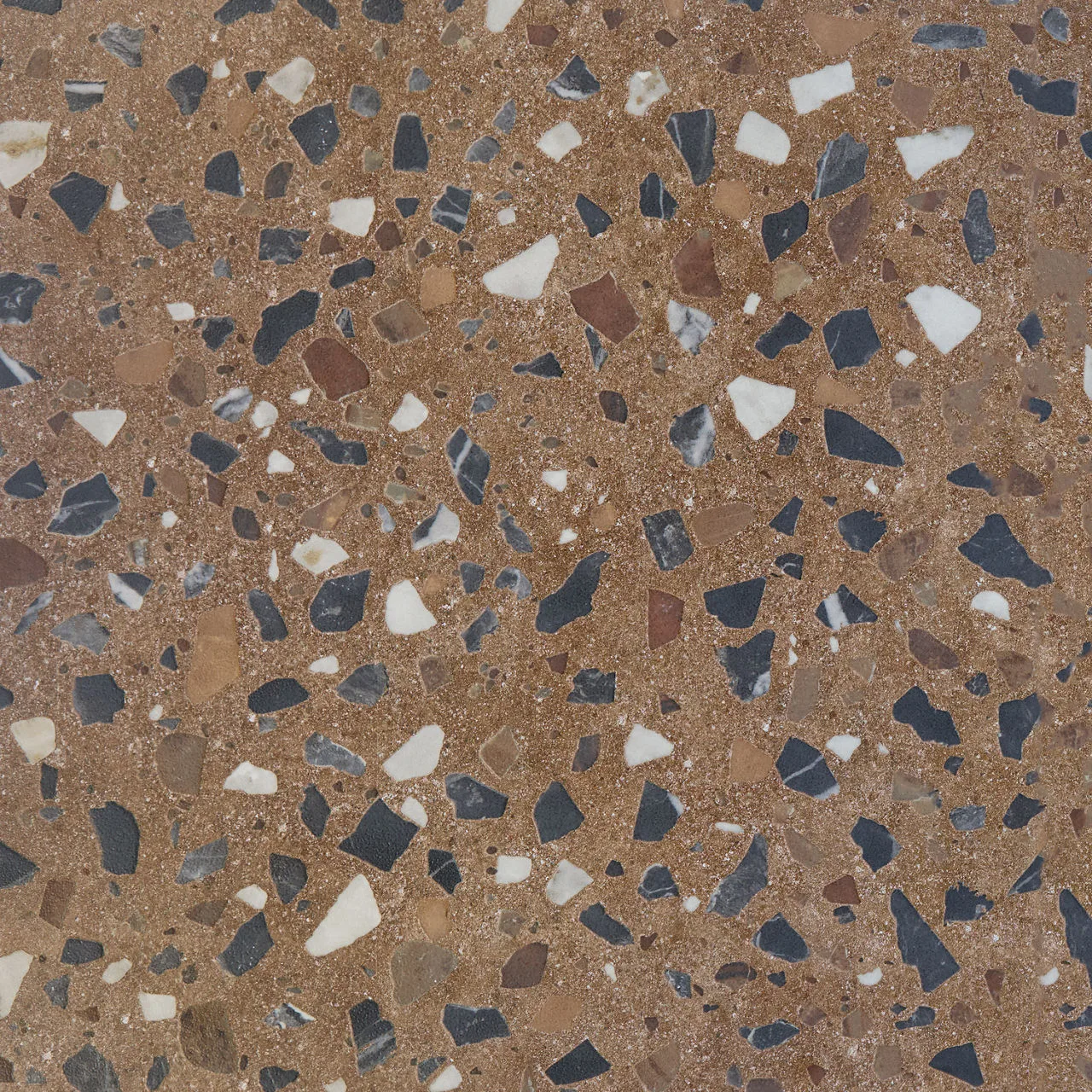 Marazzi Curation Clay porcelain tile in clay color, polished and matte finishes, available in sizes 24x24, 12x24, and 2x9