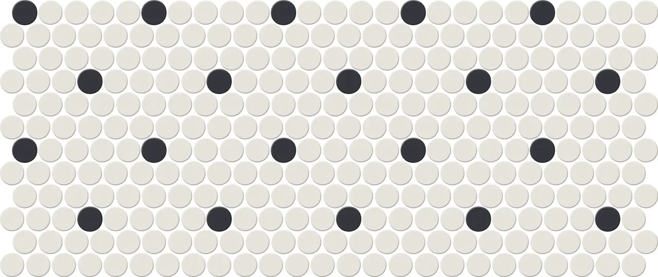 Daltile Keystones Arctic White/Black Penny Rounds, Matte, (DK30PENNYMT) Mosaic Tile
