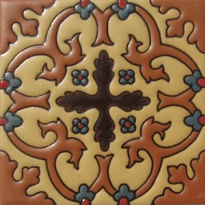 Oaxaca La Paz Handcrafted Relief Mexican Tile 4x4 ceramic tile with textured finish in vibrant colors