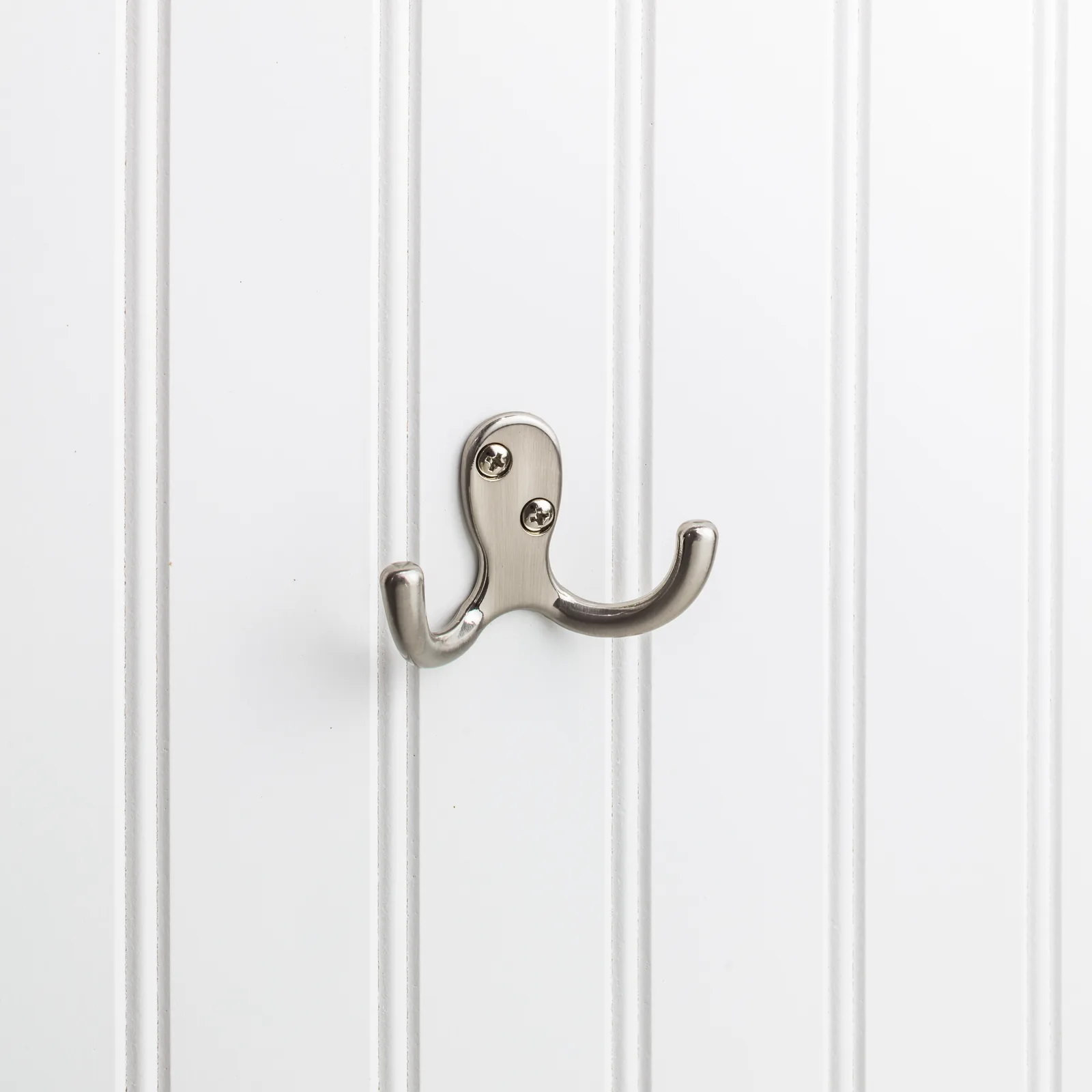 1-7/8" Double zinc wall mount hook. Finish: SN.