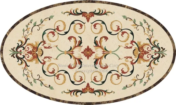 Grace Marble Medallion in elegant white and gray tones with intricate waterjet design, made from premium marble