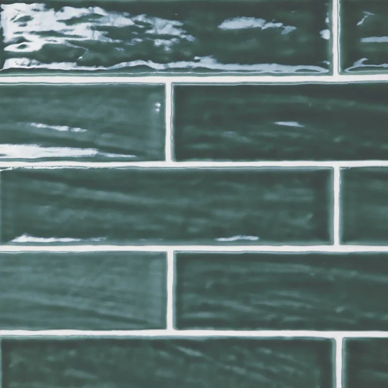 Ocean Teal ceramic wall tile in glossy finish, available in 2.5x10, 4x4, and 2.5x5 sizes, ideal for backsplash and shower walls