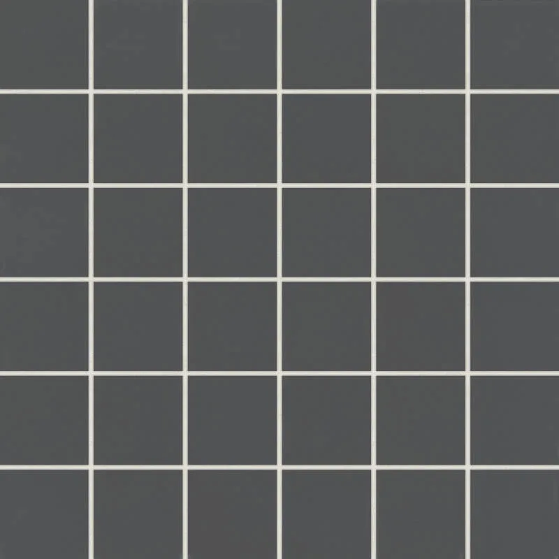 Marin Black Sea Mosaic Tile in black porcelain, various sizes and shapes including square and circle, matte finish