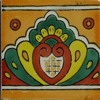 L78 Yellow Shell Talavera Tile 4x4 glazed ceramic tile with vibrant yellow shell design