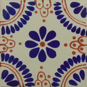 L94 Rojo Azul Lace Talavera Tile 4x4 ceramic glazed finish