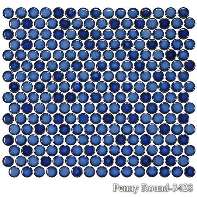 Penny Round Series Pool Tile in Ultramarine Blue, 3/4 inch ceramic tile for pool use