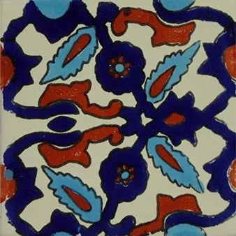 L76 - Twisted Vine Talavera Tile - 4x4 glazed ceramic tile with intricate vine design