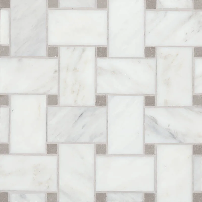 Jumbo Basketweave Oriental White & Cinder Grey Dot