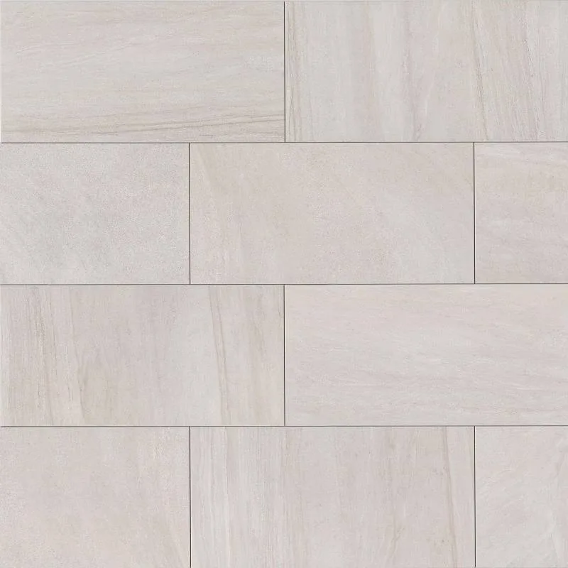 Grigio porcelain tile in matte finish, 3x24 and 12x24 sizes, versatile for floors and walls