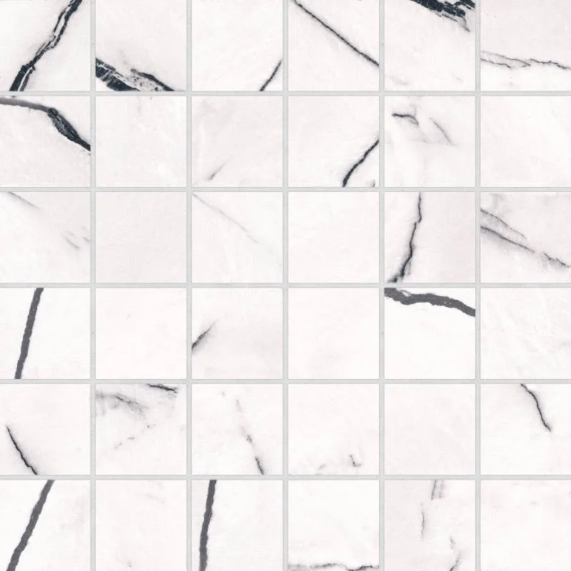 Gemma Bianca Mosaic Tile 12x12 square porcelain in polished finish, ideal for floors and walls