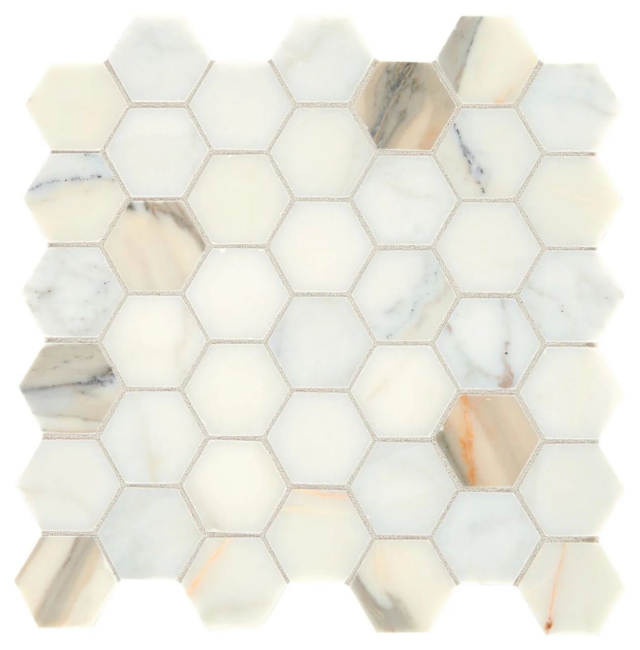 Daltile Marble Calacatta Gold 2", Honed, Hexagon Natural Stone Tile