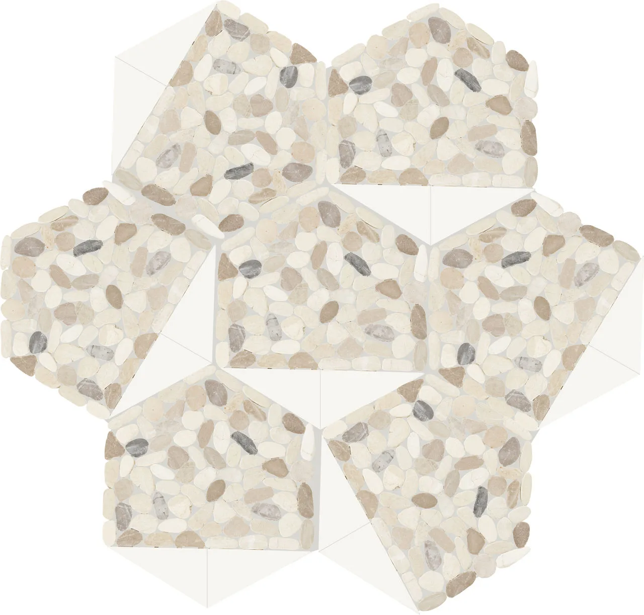 Daltile Pebble Oasis Seashell Tri-Hex Pebble, Tumbled Mosaic Tile