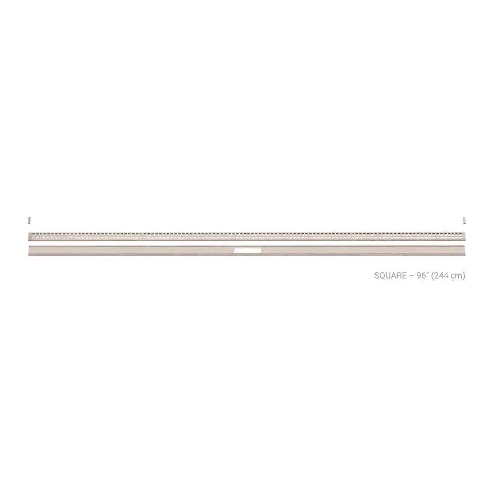 Schluter Kerdi-Line-Vario Ivory 96 in. Square Grate and Channel Floor Installation Kit, textured ivory finish