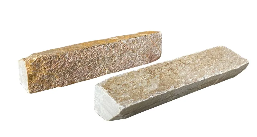 Nepal Golden Sand Quartzite Wall & Column Caps in various sizes and finishes, showcasing the natural beauty of quartzite material.