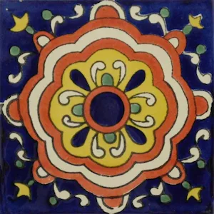 L44 Watch Clock Talavera Tile, 6x6 inches, glazed ceramic, vibrant colors and intricate design