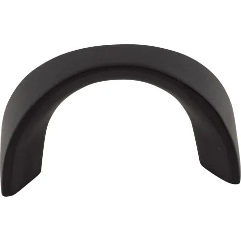 Crescent U-Pull in Flat Black, Brushed Satin Nickel, and Polished Chrome finishes, decorative hardware for cabinets and drawers