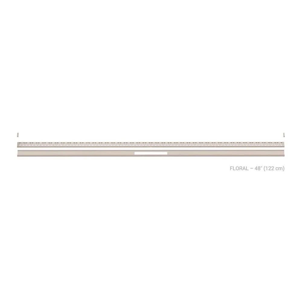 Schluter Kerdi-Line-Vario Ivory 48 in. Floral Grate and Channel Floor Installation Kit, textured ivory finish