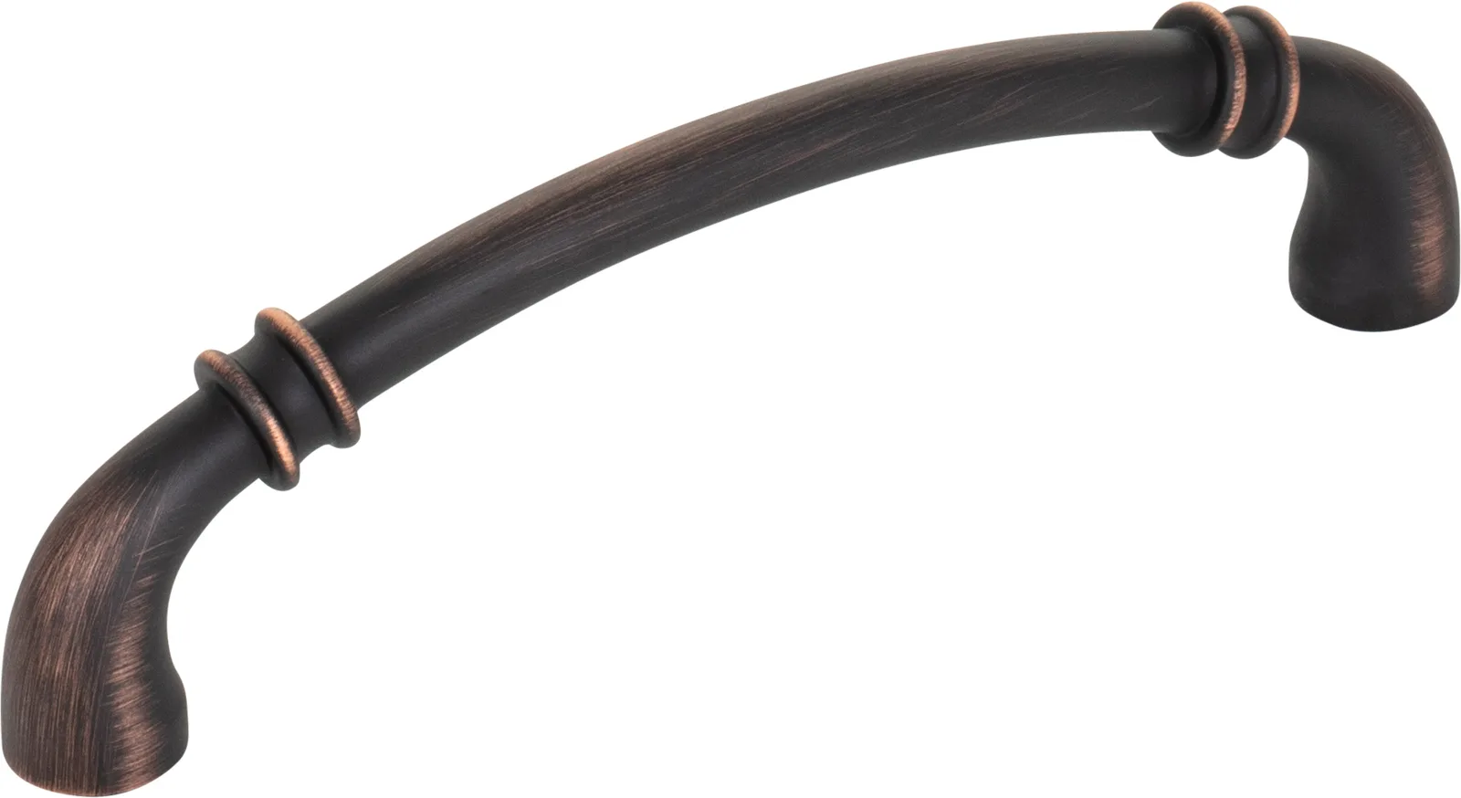 445-128 Pull in Satin Nickel finish, 5-5/8 inch overall length, decorative hardware for cabinets