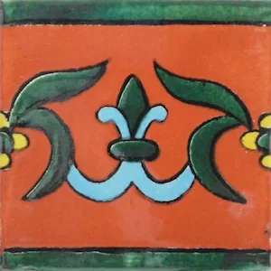 L30A Terracotta Flor de Liz Talavera Tile 4x4 Ceramic Glazed