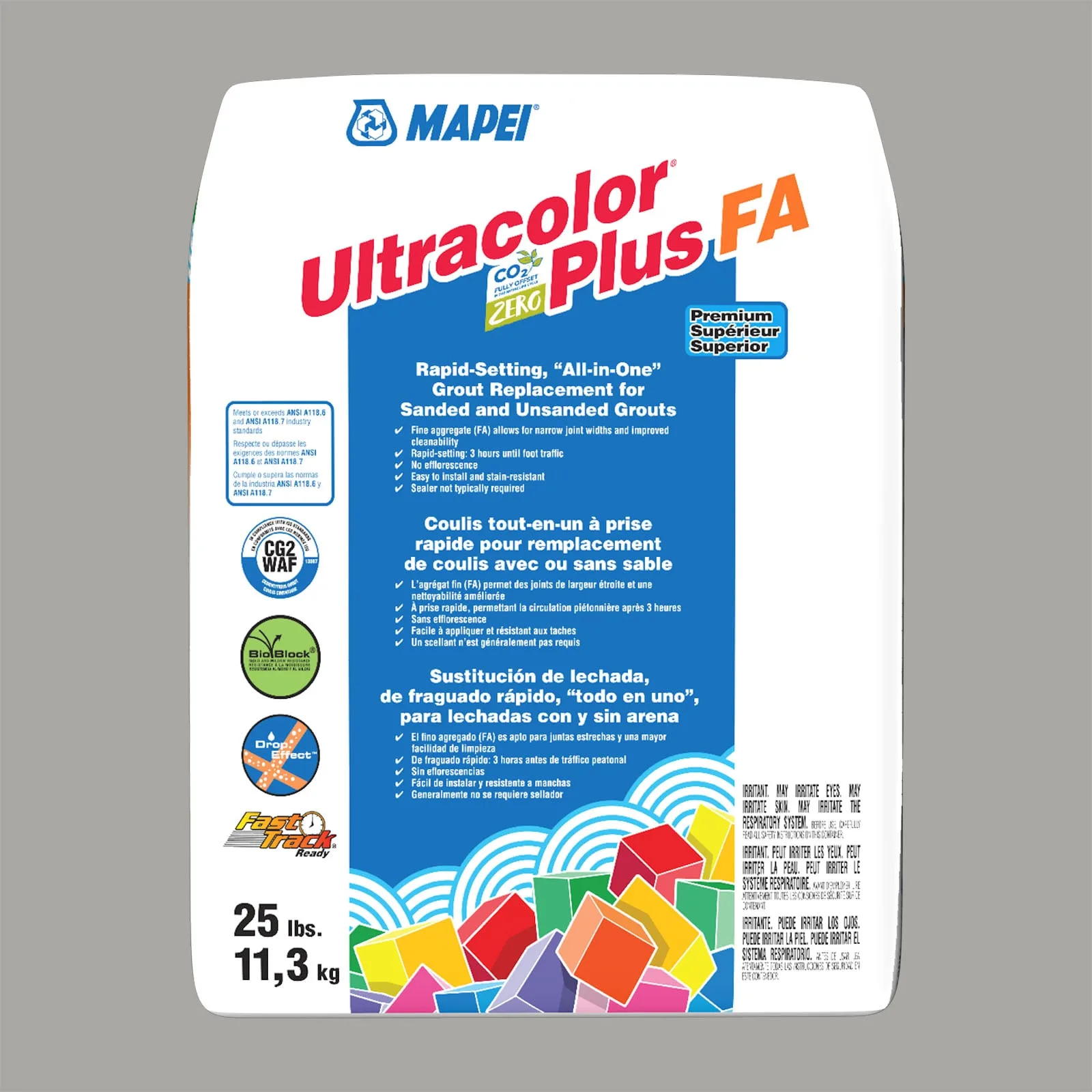 Mapei Ultracolor Plus FA Silver Grout 25-lb all-in-one solution, silver color, high-performance material