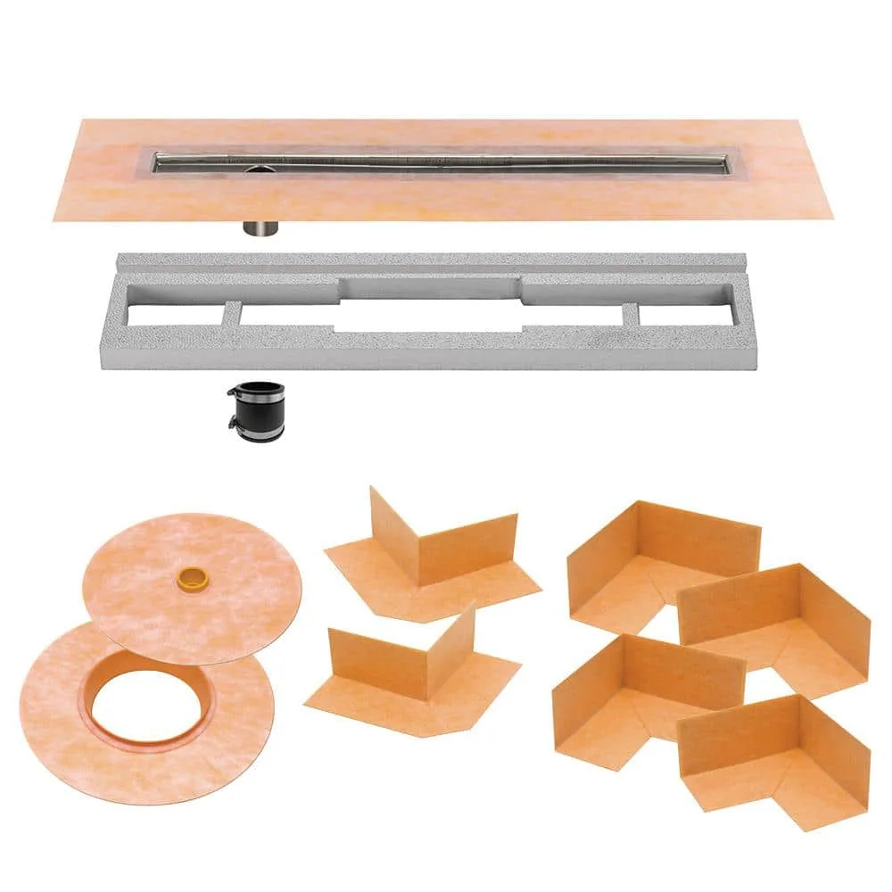 Schluter Kerdi-Line 31-1/2 in. Stainless Steel Channel Body Off-Set Outlet KL1VO60E80
