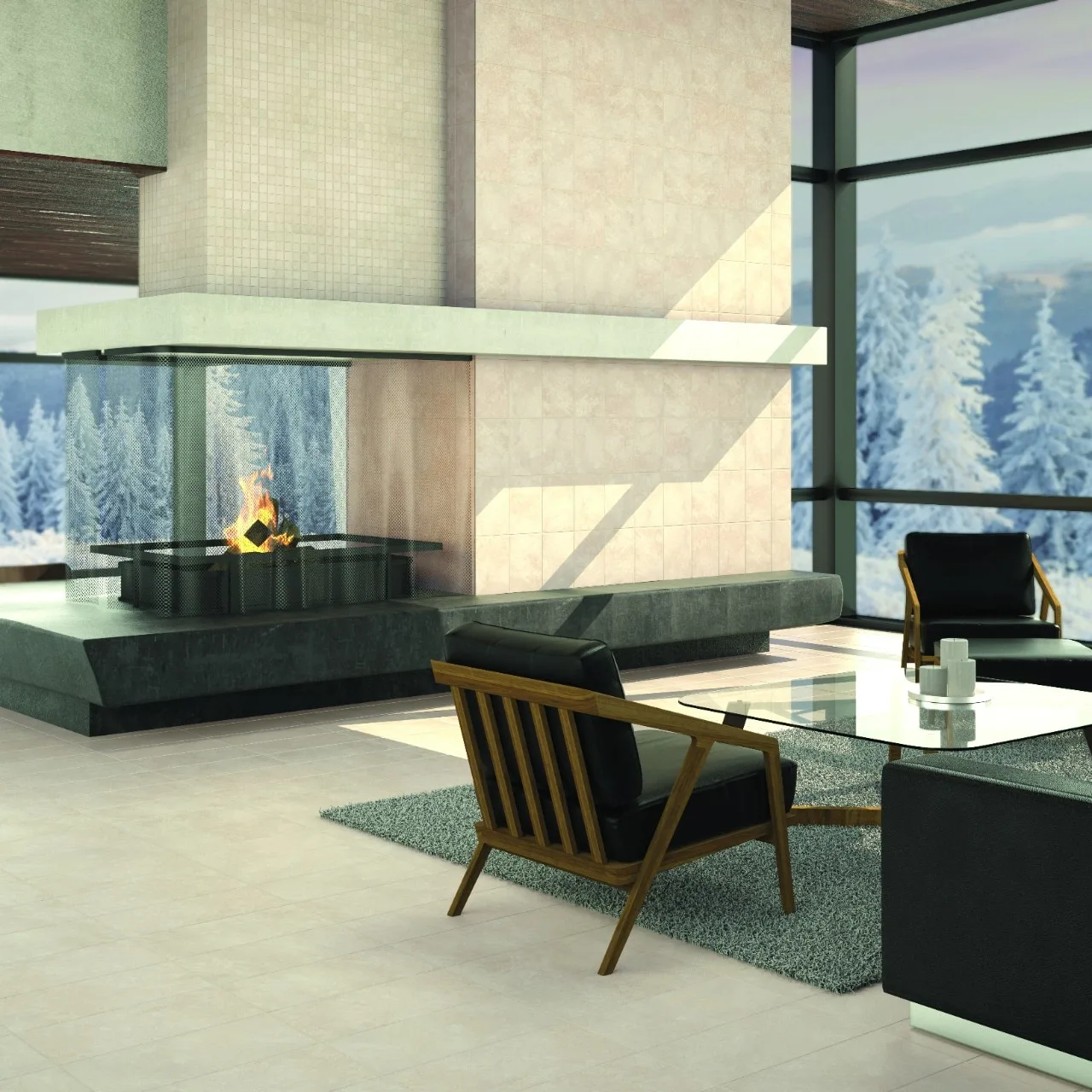 Daltile Affinity Cream porcelain tile in matte finish, 12x12 size, glazed mosaics, light cream color