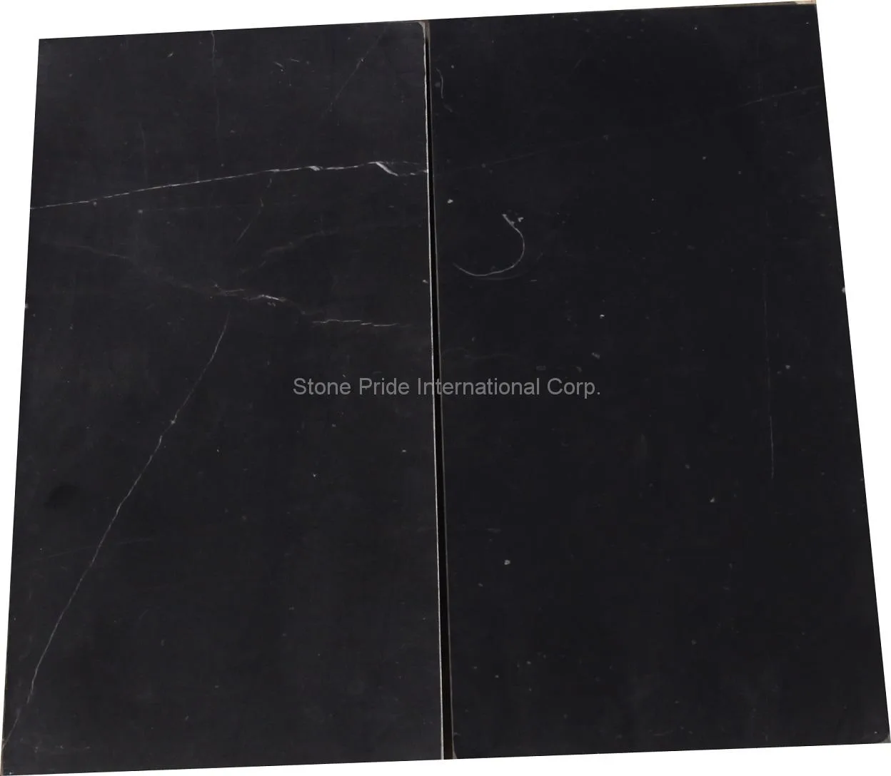 Black Marquina Marble Tile in honed and polished finishes, natural stone, elegant black color with white veining
