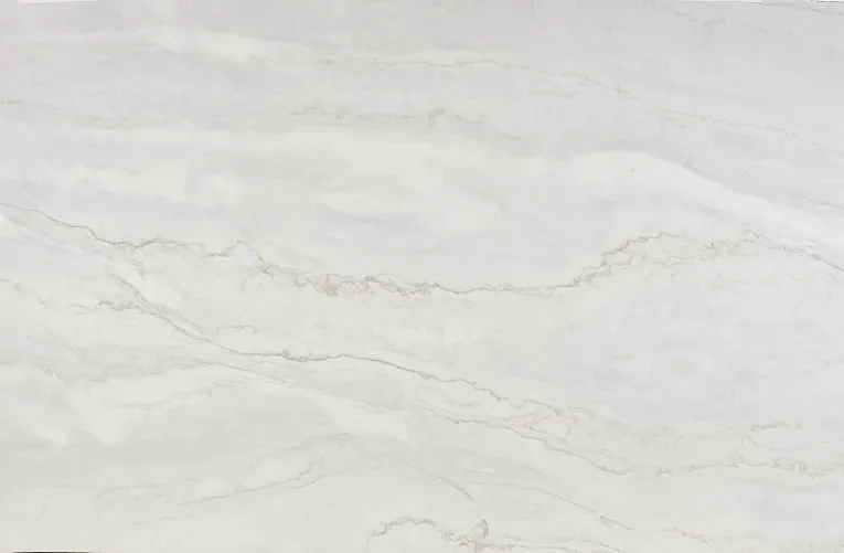 Poplar White Satin Quartzite Countertop in cream and grey tones with gold veining and satin finish