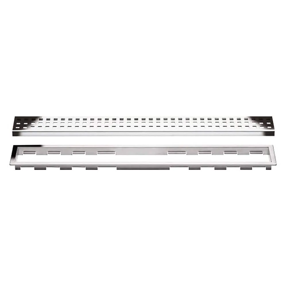 Schluter Kerdi-Line Chrome Perforated Grate Assembly 23-5/8 in. with 3/4 in. Frame KL1B19EP60, modern shower system accessory in chrome finish.