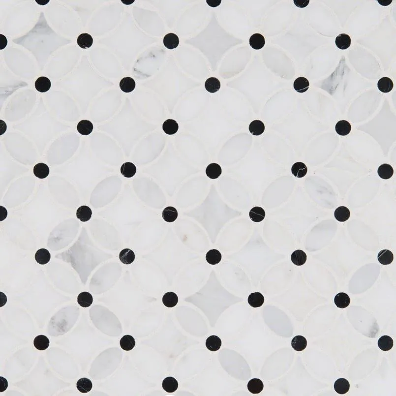 Florita Pattern mosaic tile in polished finish, 3/8 thickness, featuring intricate design in vibrant colors