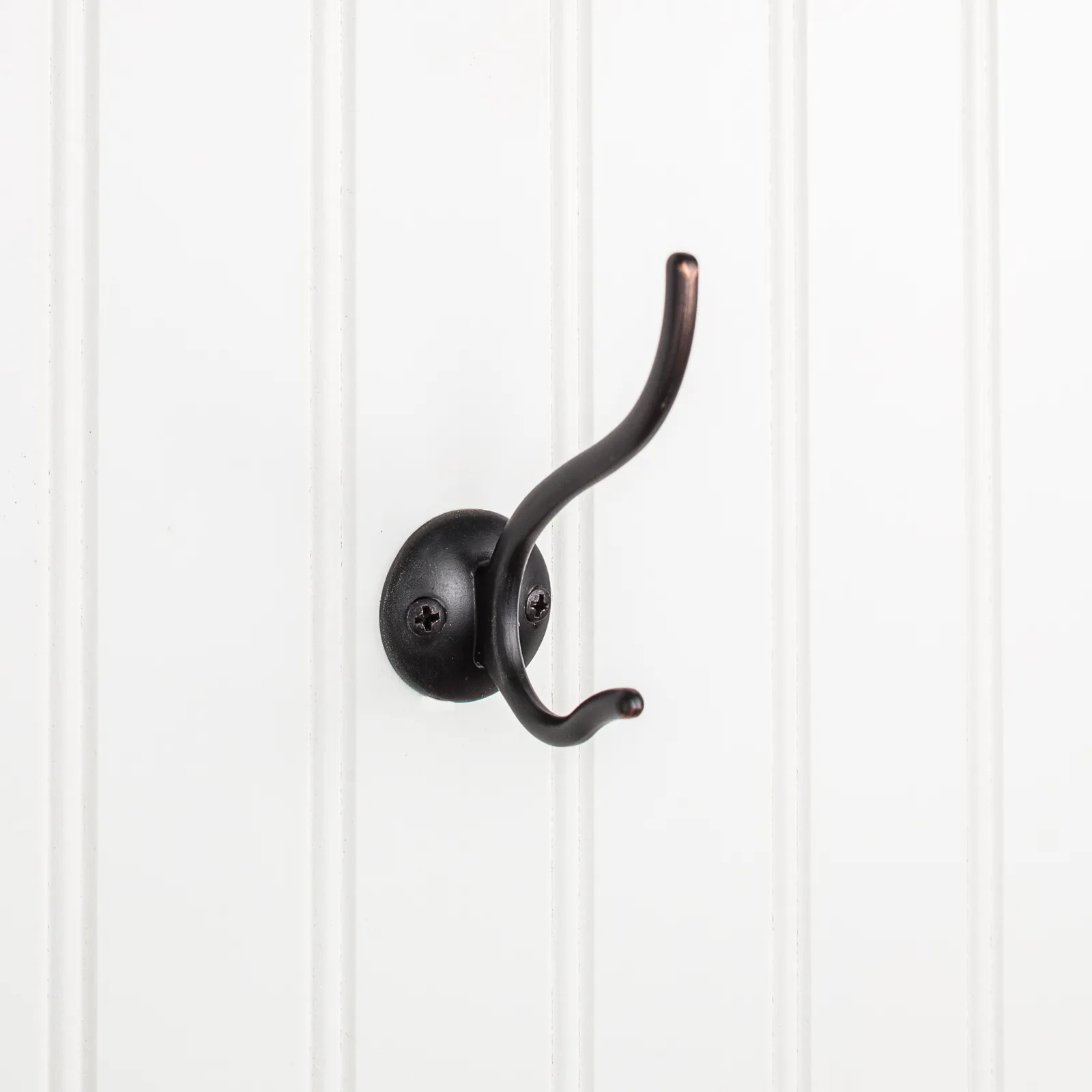 3-13/16" Double Zinc Wall Mount Hook in Brushed Oil Rubbed Bronze, Decorative Hardware