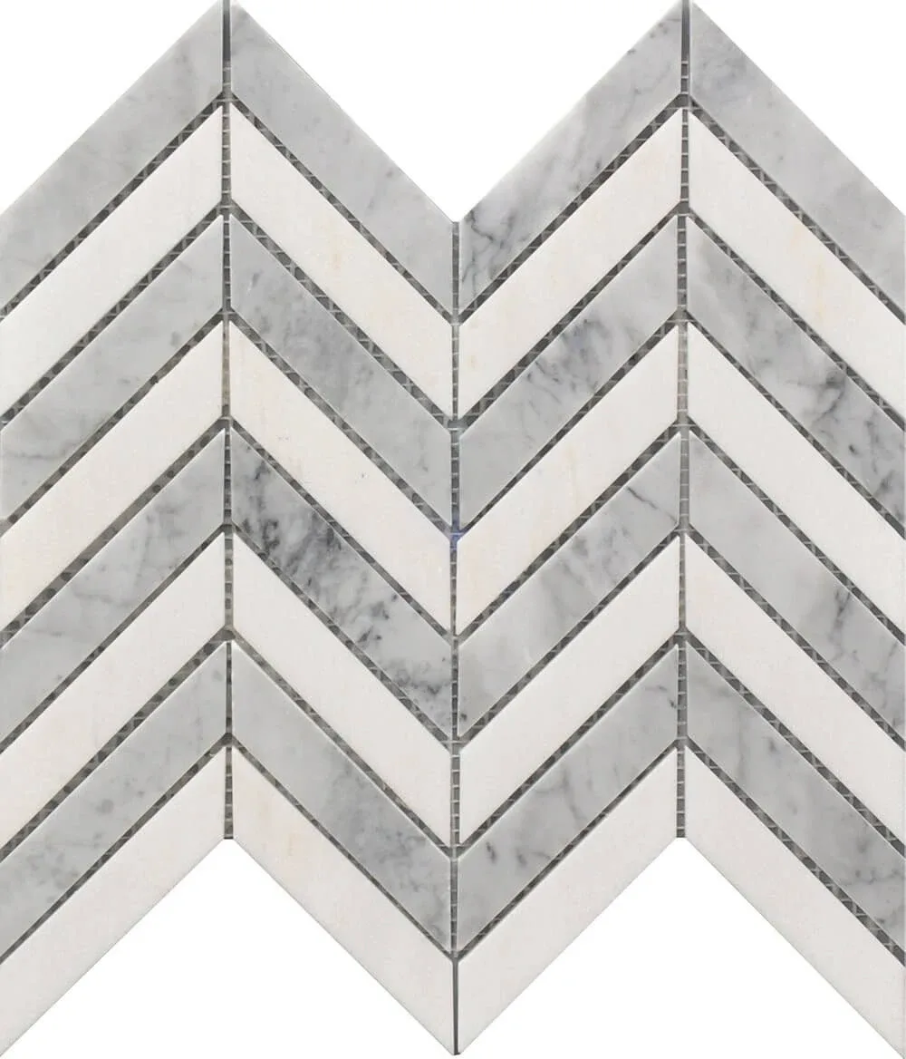 Chevron White & Gray Marble
