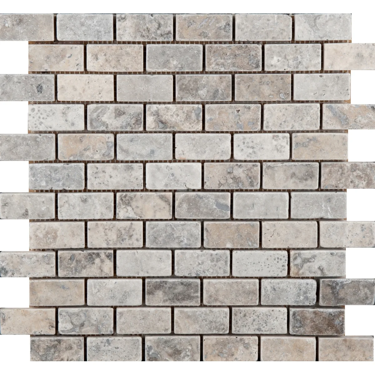 Trav Ancient Tumbled Silver 12x12 Offset Mosaic