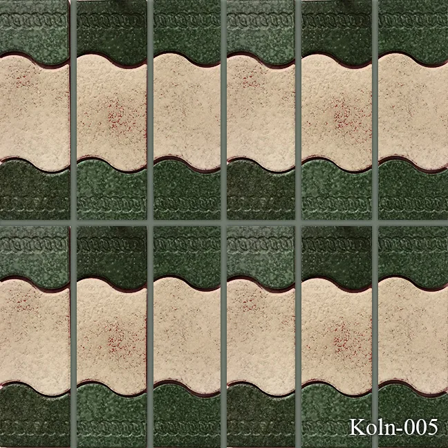 Koln Series Pool Tile in Midnight W Beige and Aqua W Beige, 2x6 ceramic tiles