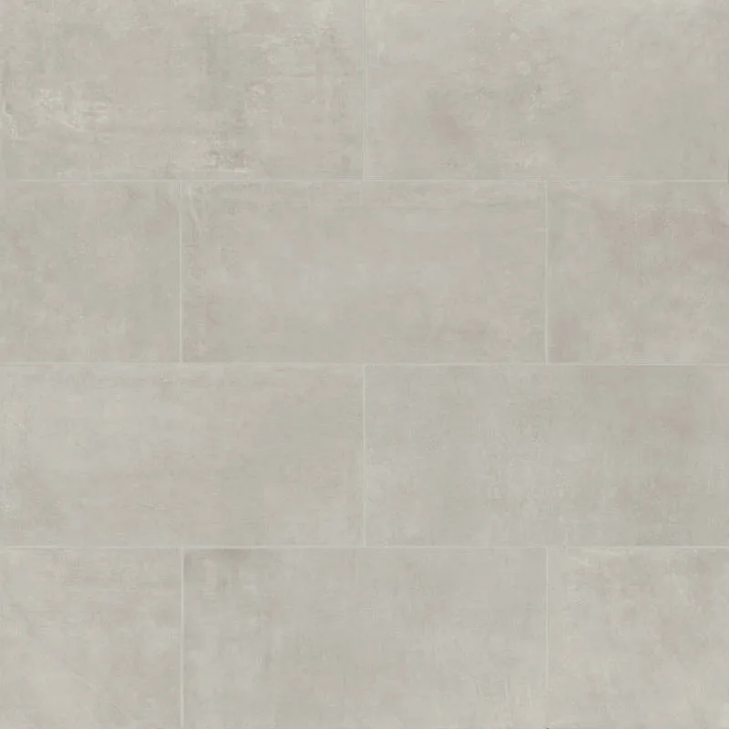 Ash porcelain tile in honed finish, available in sizes 12x24, 3x24, and 24x48, suitable for floors and walls