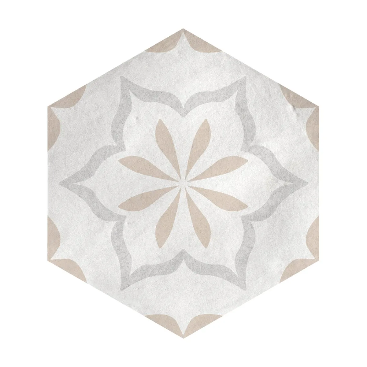 Champagne Porcelain Tile 2x6 and 5.5x6 with flower deco design and gloss finish, ceramic extruded material