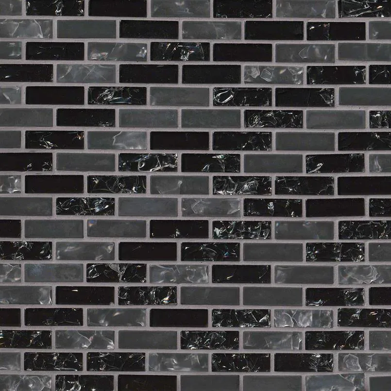 Glissen Pattern Black Mosaic Tile 8x2 inches 1/4 inch thick made by MSI Surfaces