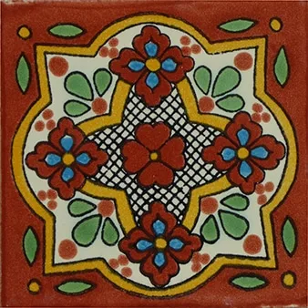 L101 -Terracotta Floral Talavera Tile