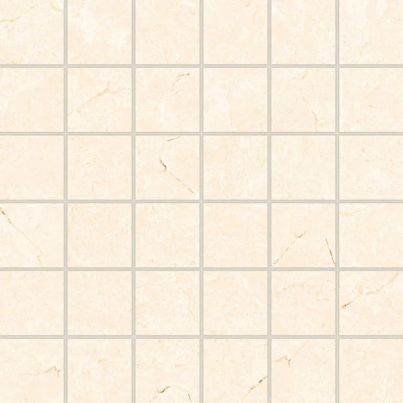 Shandar Crema Marfil Light Mosaic tile in polished porcelain, 12x12 square, perfect for floors and walls