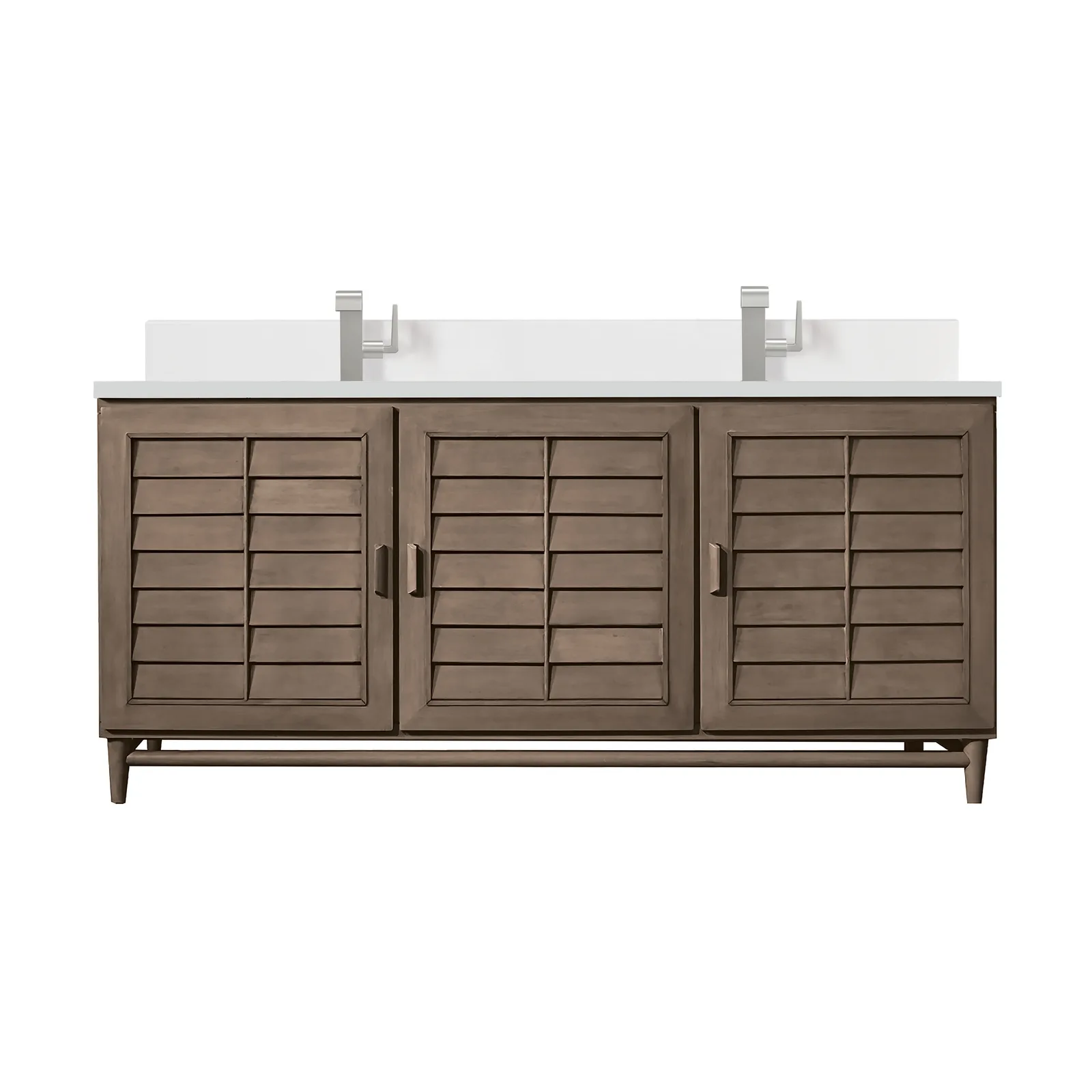 Portland 72" Vanity in Whitewashed Walnut finish made of maple with Silestone countertop
