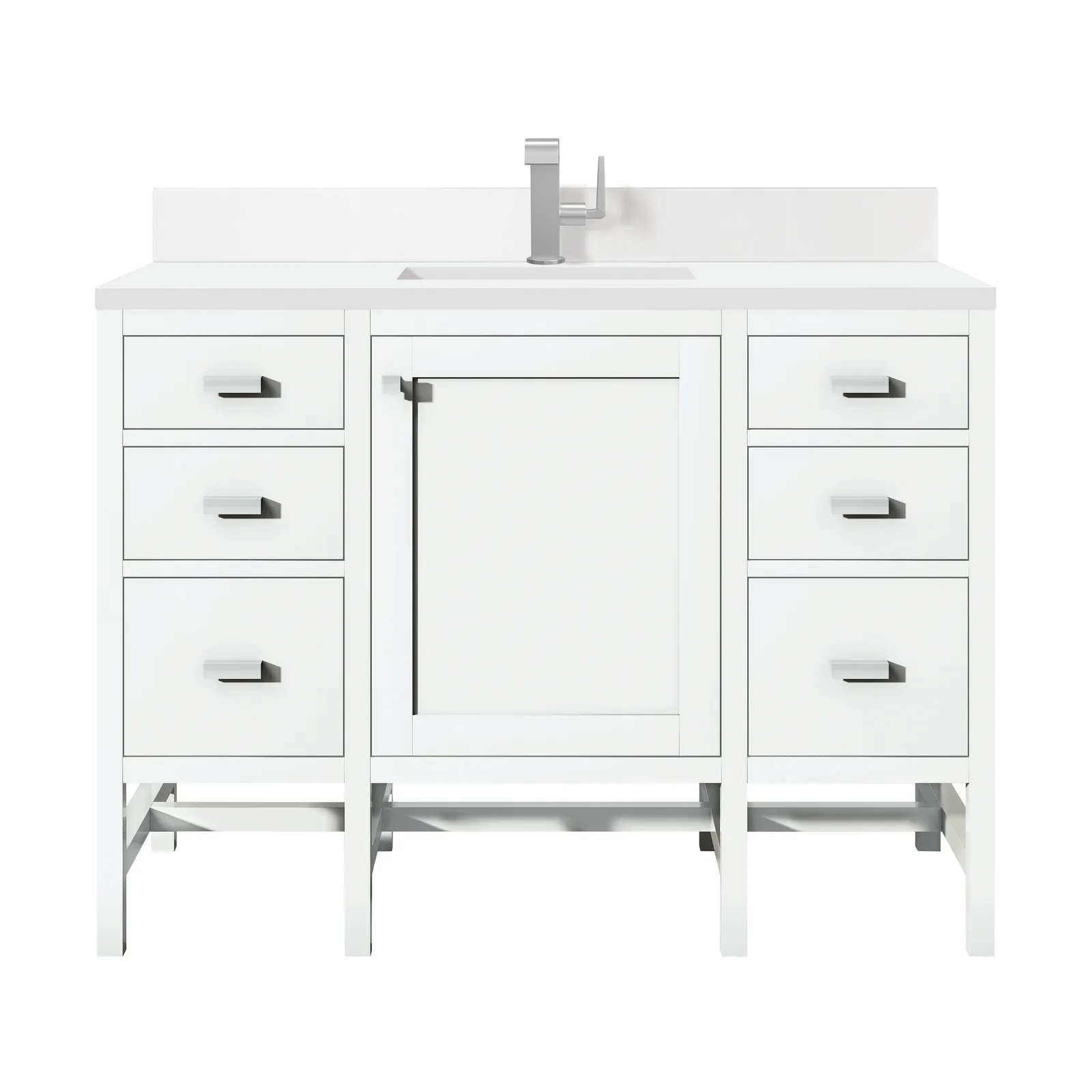 Addison 48" Vanity in Glossy White finish, Yellow Poplar material, modern design