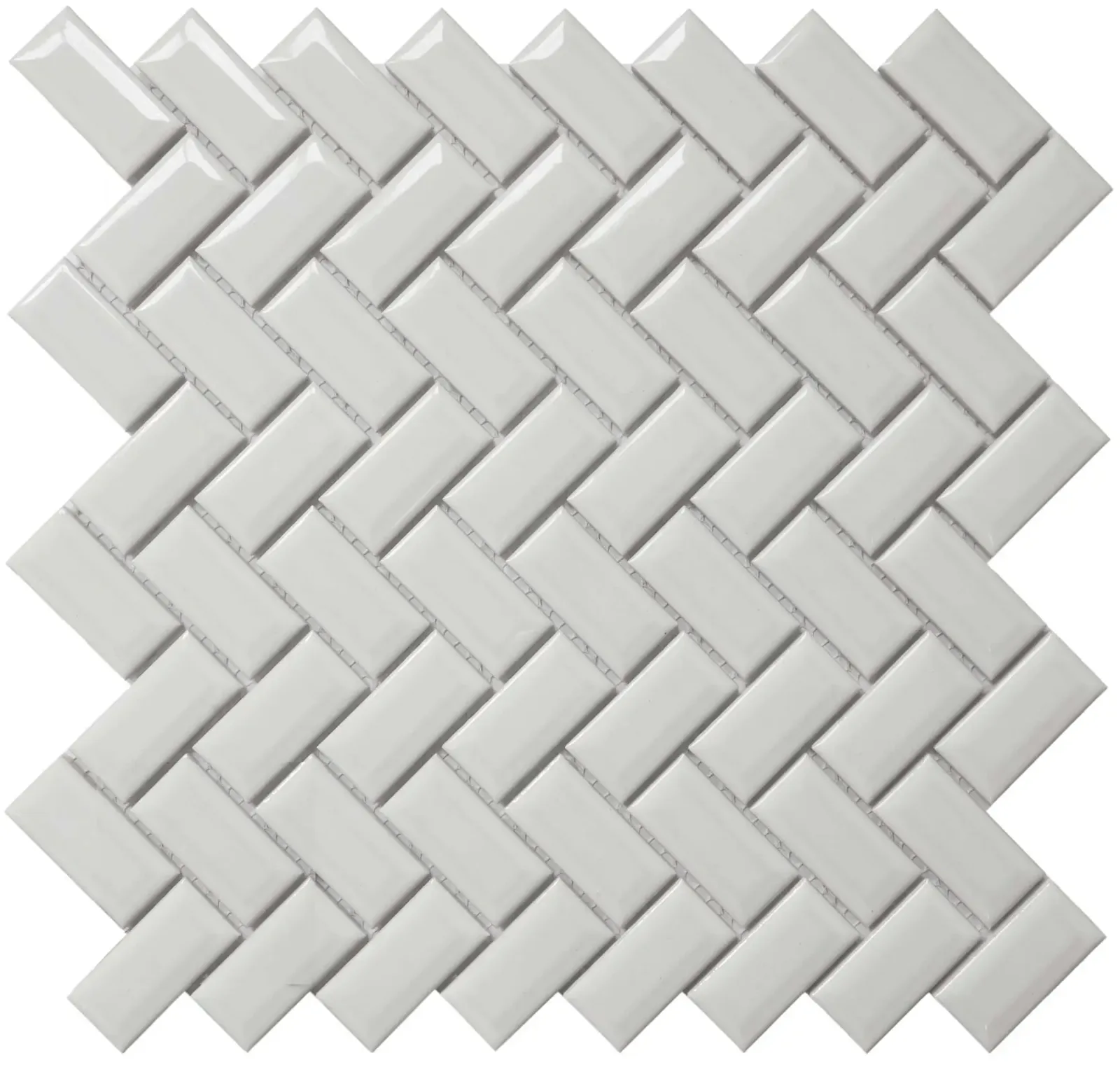 Bright White Diamond Herringbone