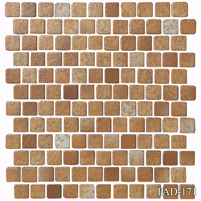 Pad Series Pool Tile in Moss Green, Brown Blend, Jade Blue, Coconut, and Brown ceramic, 1x1 size
