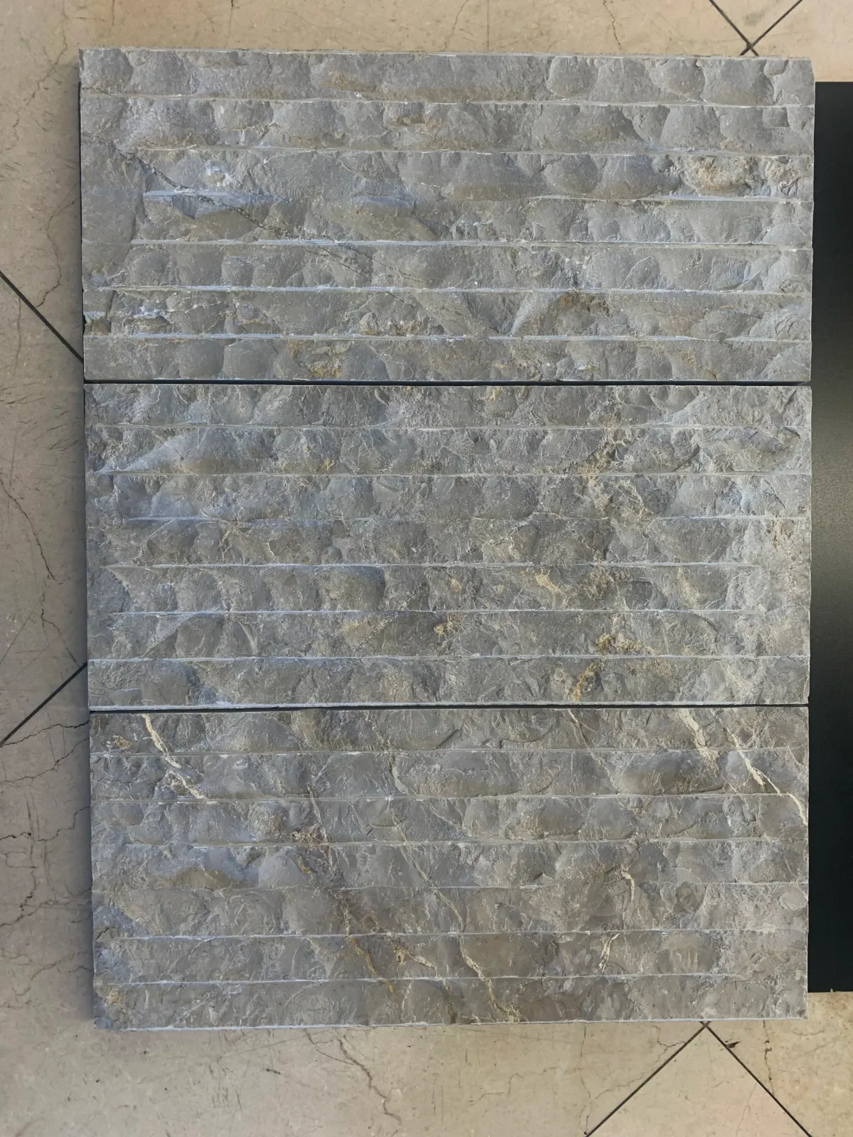 Bardiglio Gray Marble Veneer 8x18 split-face raked finish marble