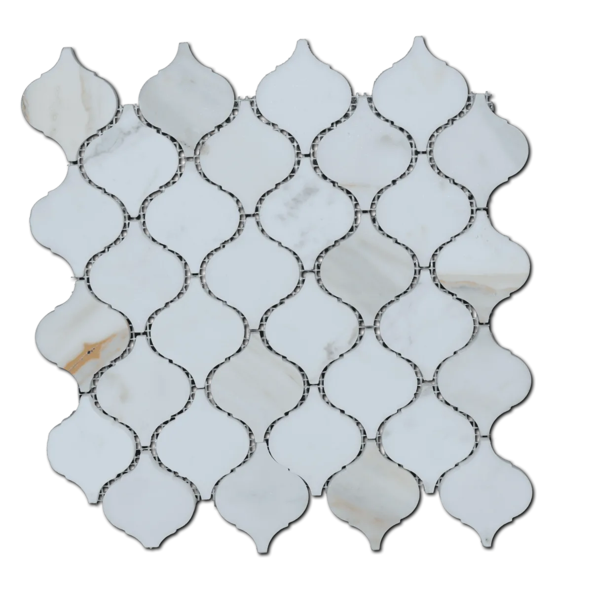 Calacatta Gold 2" Lantern Mosaic tile in honed and polished finish, marble material, ideal for floor and wall applications