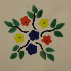 L22 Floral Bouquet Talavera Tile 4x4 glazed ceramic with floral design