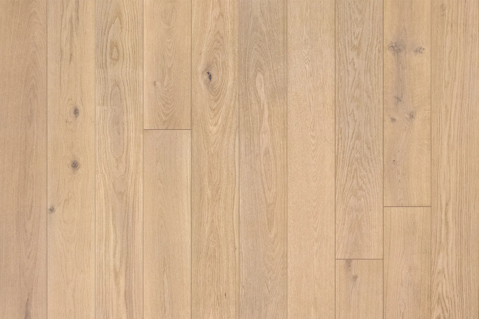 Pinot engineered hardwood flooring in light wire-brushed finish, 5/8" thick, 7-1/2" wide, made from European Oak