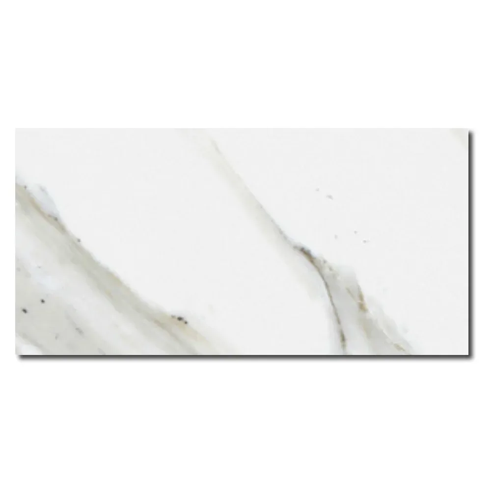 Calacatta Gold Marble tile in polished finish, 12x24 size, showcasing natural veining and color variations