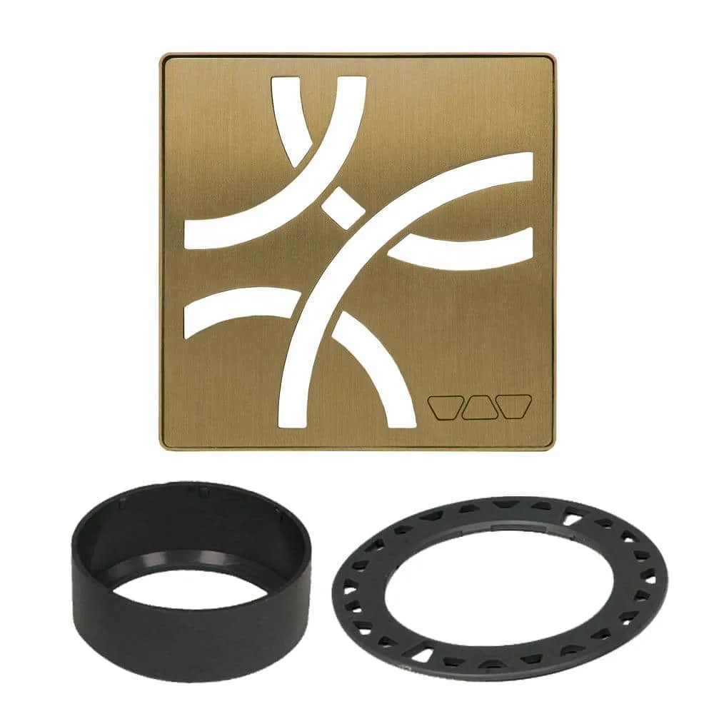 Schluter Kerdi-Drain 4 in. Brushed Vintage Gold Curve Drain Grate, vintage gold finish, 4-inch size, durable material