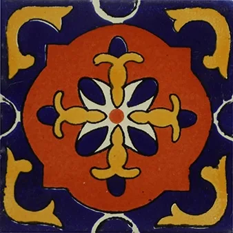 L47 - Royal Rojo Laja Talavera Tile in vibrant red color, handcrafted ceramic, 4" x 4" size, glazed finish